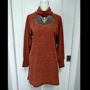 NWT❗️Forever 21 Heathered Orange Turtleneck Knit Dress
